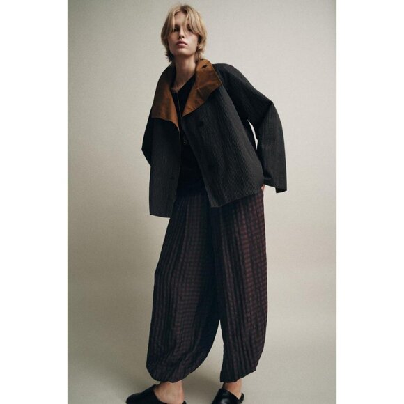 ZARA GINGHAM BLOOMER TROUSERS ZW COLLECTION - Picture 2 of 4